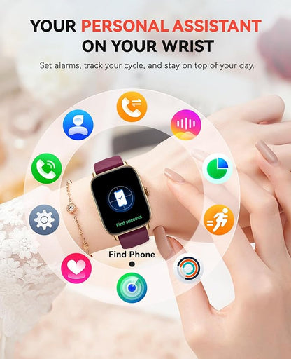 Smart Watches Fitness Tracker for Men Women with Step Counter, Sleep /Calorie Monitor, Pedometer, IP68 Waterproof, 120+ Sports for iPhone Android, 1.91” Touchscreen Smartwatch (Casual, Wine-red, 1.91)