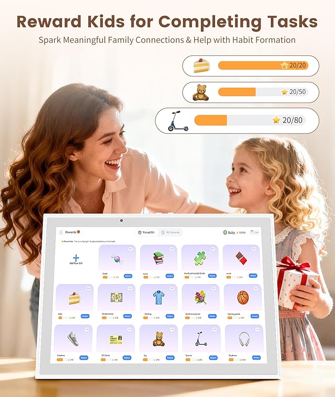 Ringco 10.1" Digital Calendar & Smart Touchscreen Planner, Electronic Calender with Chore Chart for Family Schedules & Meal Planning, Wall Mountable Digital Photo Frame, Christmas Gift Giving (White)