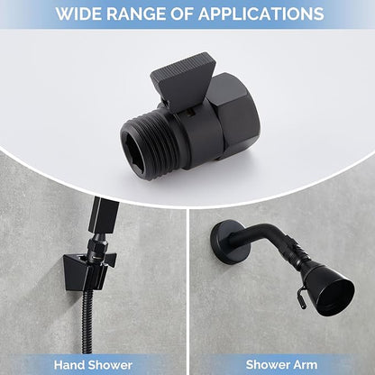Angle Simple Shower Valve, Brass Water Flow Shut Off Valve for Hand Shower, RV Hose Flow Restrictor, Matte Black