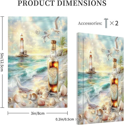 Light Switch Cover Plate Beach Ocean Lighthouse Seashells 1 Gang No Device Blank Electrical Wall Plates Faceplate Decorative Switch Plate For Bed Room Living Room Decor
