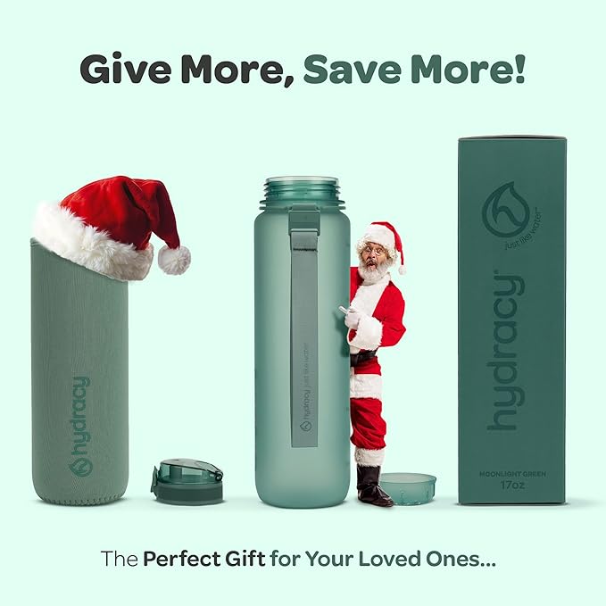 Hydracy Water Bottle with Time Marker -Large BPA Free Water Bottle & No Sweat Sleeve -Leak Proof Gym Bottle with Fruit Infuser Strainer & Times to Drink -Ideal for Fitness Sports & Outdoors