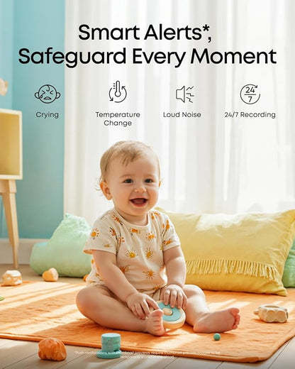 eufy Baby Monitor C10 with 2K HD Camera, 4.5" 480p Display, 4× Zoom, Pan-Tilt, Night Vision, Hybrid Wi-Fi & No Wi-Fi Connection, 12 H Battery, Motion, Cry, Noises, Temperature Alters, 2-Way Talk, VOX