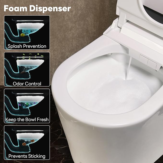 CANEST Smart Toilet with Bidet Built in, Bidet Toilet with Tank, Foam Dispenser, 1000g MaP Flushing, Full-Area Seat Sensor, Ultra-Micro Bubble Wash, Auto Temperature Control, Foot Sensor(FC-002PRO)