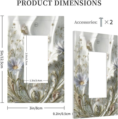 Artistic Flowers Floral Plant 1 Gang Single Rocker Decorative Light Switch Covers Electrical Faceplate Switch Plates for Bathroom Kitchen Home