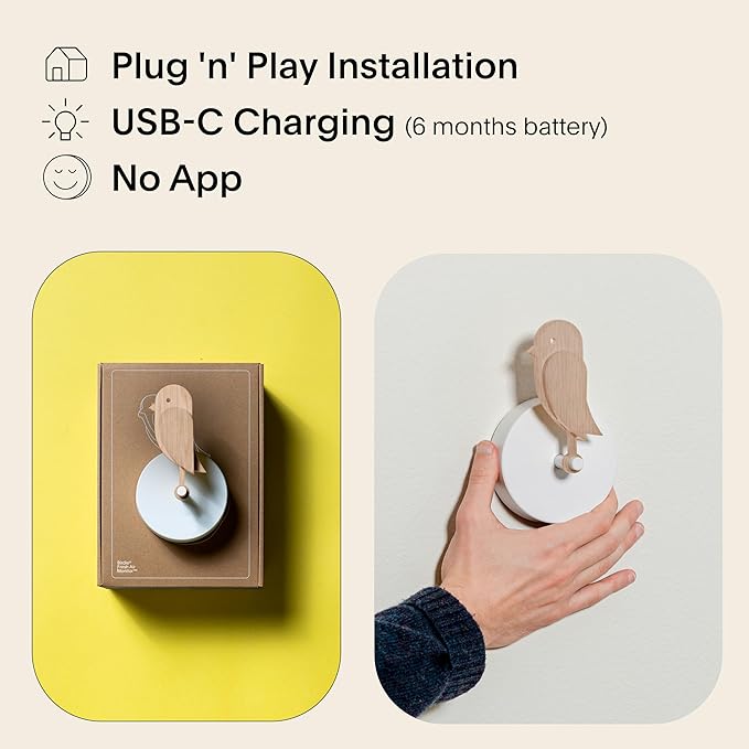 Birdie 2.0 - Design Indoor CO2 Monitor - Air Quality Meter for Home & Office - Promotes Mental & Physical Health - Modern Interior Decor - Reducing Health Risks with Clean Air (Wood, FullBirdie)