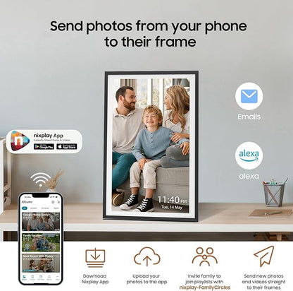 ApoloSign Digital Picture Frame Powered by Nixplay, 15.6" Large WiFi Digital Photo Frame, Easy to Share Photos/Videos via Nixplay App, 1920x1080 FHD IPS Touch Screen, Auto-Rotate, Free Cloud Storage