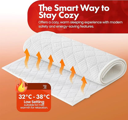 GML Premium Tencel Triple-Layer Heated Mattress Pad, Machine Washable, 15-Hour Auto Shut-Off, 5 Heat Settings, Timer, Smart Controller, Electric Mattress Pad & Bed Warmer - Queen Size, 71x55