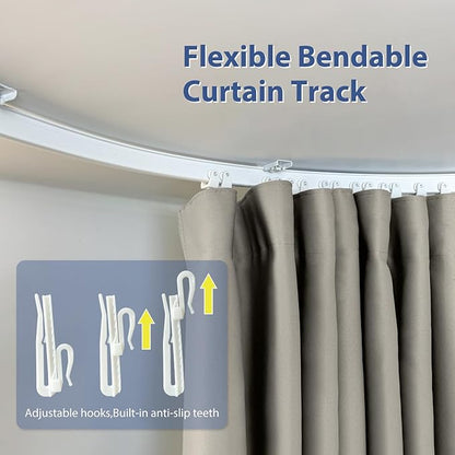 Room Divider Ceiling Mounted Curtains Track Sets Extra Wide Blackout Curtain Flexible Tracks for Bedroom Privacy Partition Separator, 1 Panel Light Grey Drape and White Rail, W8.3 x H7ft
