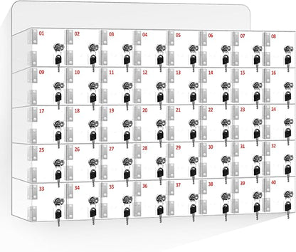 Cell Phone Storage Locker 40 Slots Acrylic Material with Door Locks and Keys, Wall-Mounted Cell Phone Storage Cabinet for Office Classroom Gym Firms, Lockers for Storage, Clear (Large 40 Slots)
