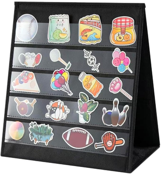 UCEC Portable Sticker Display Stand Foldable, Non-Woven Fabric Sticker Holder Display Double Sided, Sticker Organizer for Vendor Events, Craft Shows & Small Business Displays (5 Layers 13×12.2in)