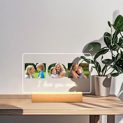 Personalized Picture Frames with Photo, Custom Photo Frame with Night Light, Customized Girlfriend Photo Gifts, Ideal Gift for Couples Anniversary Birthday Mom Dad Him Her