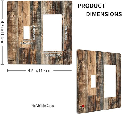 Outlet Covers Rustic Brown Wood Pattern Splice Plank 1 Toggle 1 Rocker Combination Decorative Wall Plate Electrical Switch Plates Light Switch Cover Plate For Farmhouse Cabin Decor