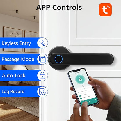 Fingerprint Smart Door Lock, Biometric Door Lock with App for Bedroom, Home, Apartment, Hotel (Grey)