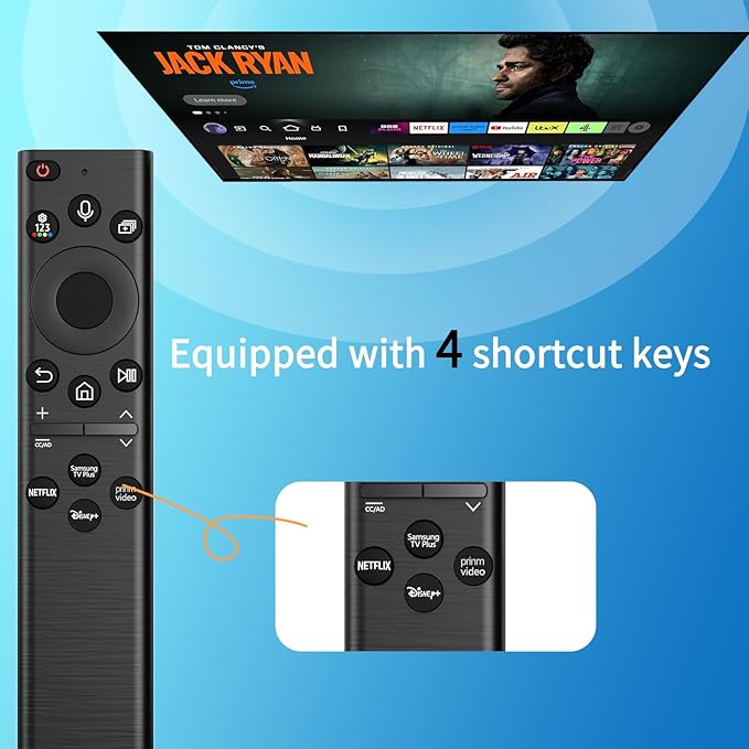 BN59-01385A Solar Voice Remote Control Replacement for Samsung TV Remote with 4 Shortcut Buttons, Compatible with Samsung Smart TVs 4k 8K Ultra HD Neo QLED, The Frame and Crystal UHD Series