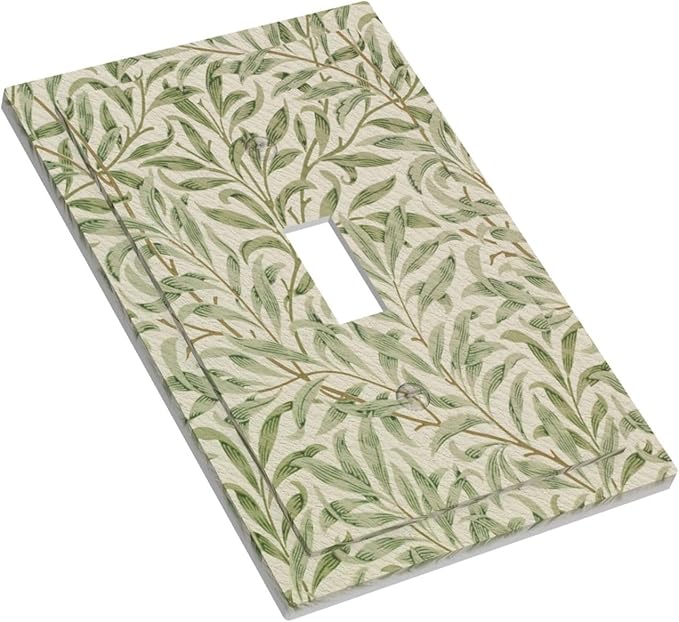 Decorative Light Switch Plate Covers Vintage Morris Willow Leaf Green Leaves 1 Gang Wall Plate Single Toggle Switch Cover Plate Jumbo Electrical Switchplate Receptacle Faceplate