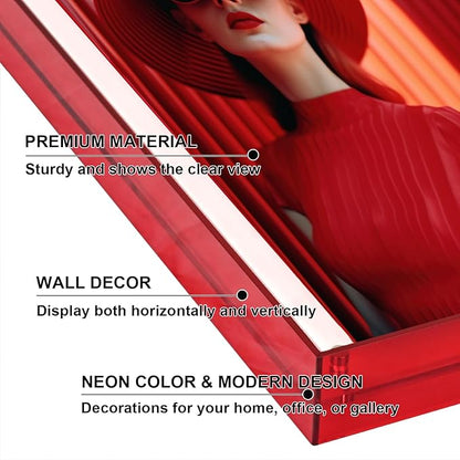 5x7 Picture Frame, Stunning Color Acrylic Photo Frames, Wall & Tabletop Display Frames, Modern Floating Style for Home Office Decoration, Red (1 Pack)