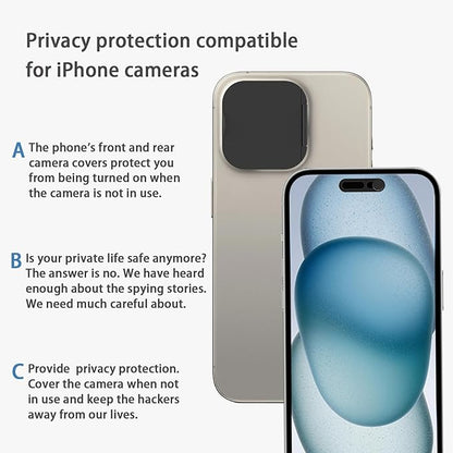 Privacy Cover Compatible for 15 Pro/iPhone 15 Pro Max with Front Camera Cover,Protect Privacy and Security But Not Affect Facial Recognition（2Pack）