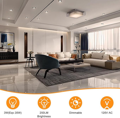 YGS-Tech 2 Inch LED Recessed Lighting, Dimmable Downlight 3W(35W Halogen Equivalent), CRI80, 5000K Daylight White Ceiling Light with LED Driver (24 Pack)