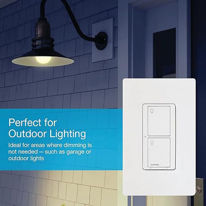 Lutron Caseta Original Smart Light Switch (Lutron Smart Hub Required), for Home, LED, and Fans, 6 Amp, Single-Pole/3-Way, Neutral Required, PD-6ANS-LA-4-Pack, Light Almond, 4 Pack