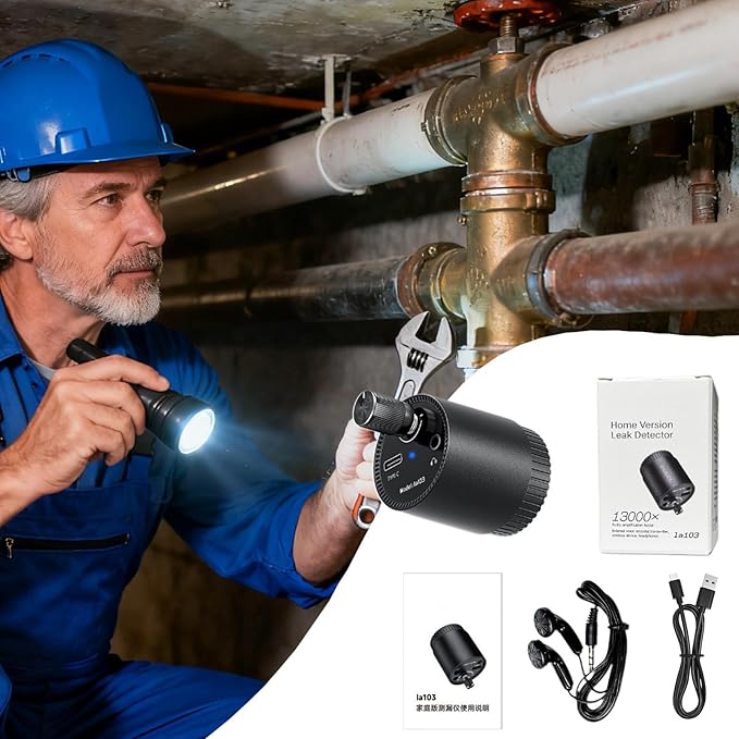 Water Leak Detector, Smart Home Monitoring Device, Underground Leak Sensor for Basement and Kitchen Use, Compact Design, Fast Alert System, Safety Tool for Bedrooms, Laundry, and Apartments