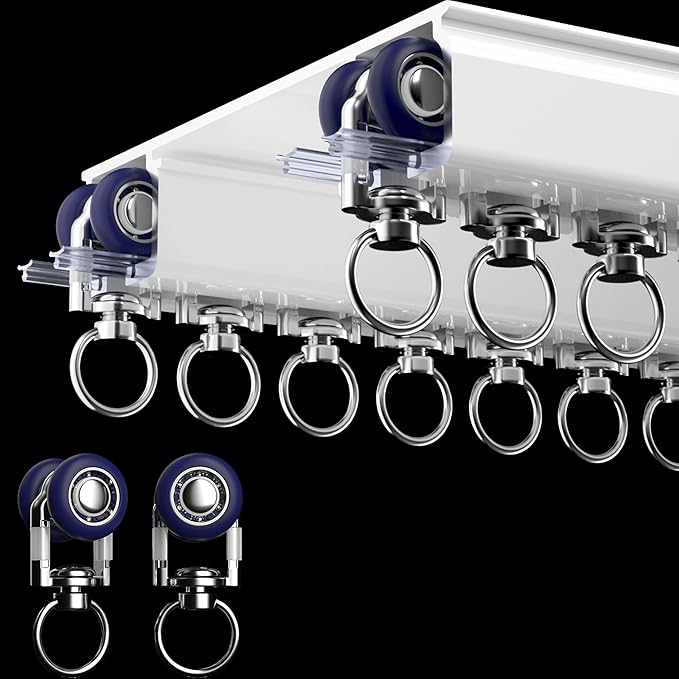 Ceiling Mounted Curtain Track System - Double Rails for Curtains & Drapes - Room Dividers - Sliding Curtain Rail for Window (white, 4.5m)