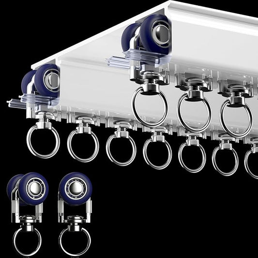 Ceiling Mounted Curtain Track System - Double Rails for Curtains & Drapes - Room Dividers - Sliding Curtain Rail for Window (white, 4.5m)
