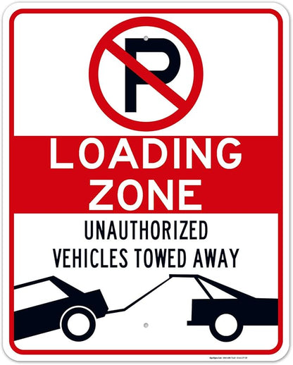 No Parking Symbol Sign, Loading Zone Sign, 24x30 Inches, Rust Free .063 Aluminum, Fade Resistant, Indoor/Outdoor Use, Made in USA