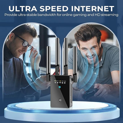 2026 Best WiFi Extender Signal Booster - 6X Faster Internet Extender WiFi Booster for Home, Long Range up to 15,588 Sq Ft, WiFi Repeater w/Ethernet Port, 1-Tap Setup, Compatible with Wireless Routers