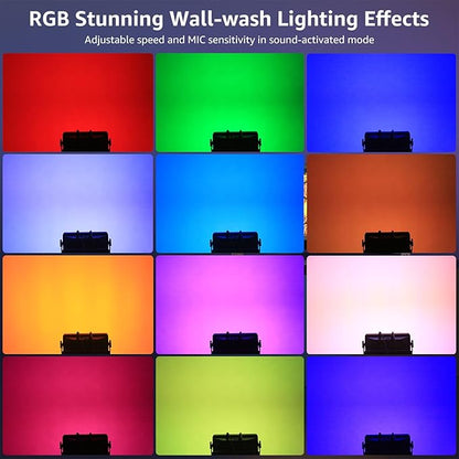 Retro Stage Light 120W - 4 COB + 36 RGB LED Wall Washer Bar DMX512, Uplights for Events, Monochrome/Mixed Colors for DJ Concert, Wedding Halloween Party, Xmas, Club
