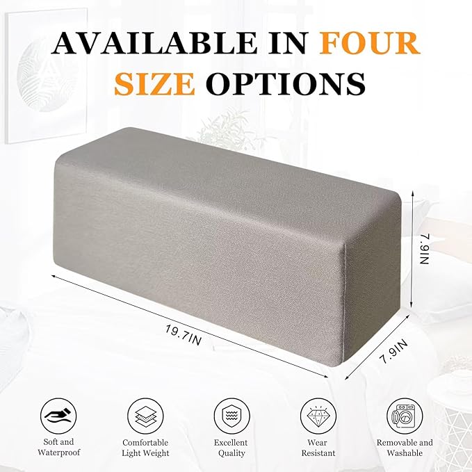 2 Pack Couch Arm Rest Pillow 8''x8''x20'' Faux Leatharie Armrest Cushion, High Density Foam Pillows, Removable & Washable Headboard Elbow Support for Armchair Sofa Bed, Dark Gray