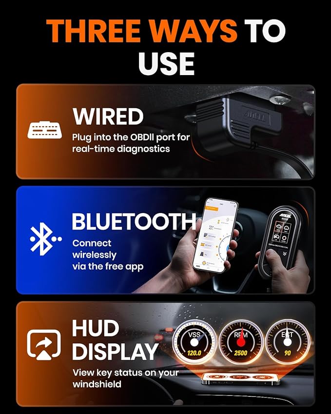 ANCEL BD310 OBD2 Scanner & Engine Code Reader - Advanced Battery Test, Trip Analysis, Performance Test, Bluetooth Diagnostic Tool for Android & iPhone - Works for All 1996+ Vehicles