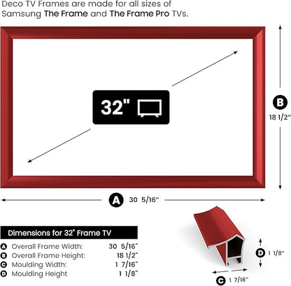 Candy Apple Red Prismatic 32" Alloy Deco TV Frame - Compatible ONLY with Samsung The Frame TVs (Fits 2021-2025, LS03A, LS03B, LS03C, LS03D, LS03FA)