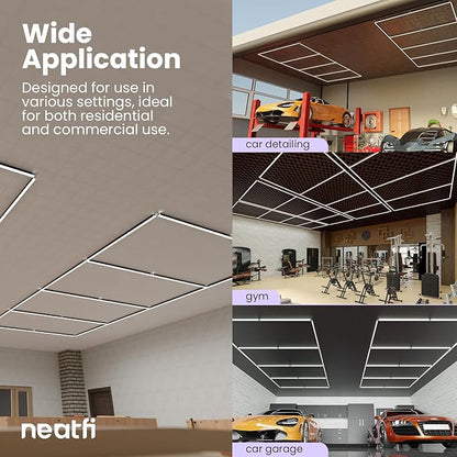 Neatfi LED Garage Ceiling Light, 31,680 Lumens, 6500K, 288W, Ultra-Bright Shop Light for Auto Shops, Car Detailing, Barber Shop, Beauty Salon, Basement, Warehouse, and Gym (4 Panels, Cool White)