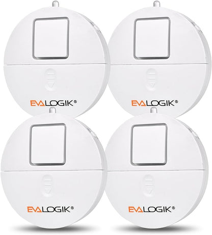 EVA LOGIK Modern Ultra-Thin Window Alarm with Loud 120dB Sound and Vibration Sensors Compatible with Virtually Any Window, Glass Break Alarm Perfect for Home, Office, Dorm Room- 4 Pack