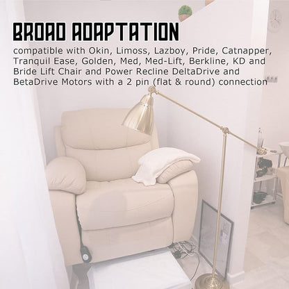 Lift Chair Remote Control 2 Button 5 pin Replacement Parts for Lazy boy Okin Limoss Pride Catnapper Lift Chair Power Recliner