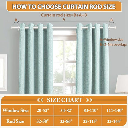 TONIAL Curtain Rod 32 to 115 Inch, Telescoping Splicing 3/4 Drapery Rods for Windows Decorative Single Rod with Small Cap End, Warm White