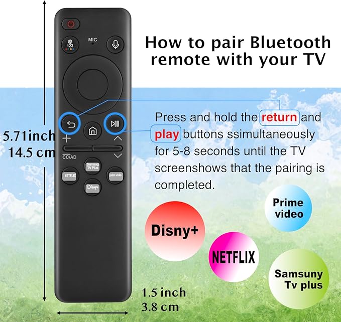 Replacement for Samsung BN59-01432A Solar Remote Control Compatible with Neo QLED 8K HDR Smart TVs