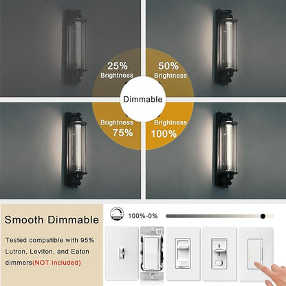 11.8IN 1000LM 5000K Daylight White Light Bulbs E26 Base, T10 T9 Edison Bulbs Dimmable 8W, AC 120V 100 Watt Equal Filament Bulb, Vintage Clear Glass Long Tubular LED Bulb, UL Listed - 2Pack