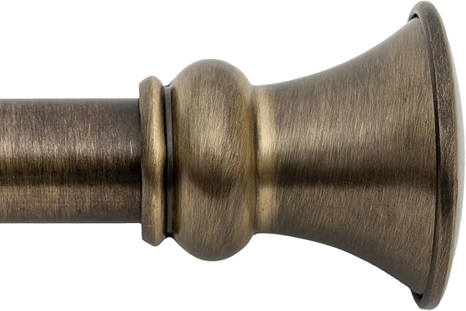 Deco Window Adjustable Curtain Rod for Windows 18 to 44 Inch (Pack of 1) Extendable Heavy Duty 1 Inch Iron Drapery Pole with Finials Wall Mounted French Door Curtain Rods (Brass)