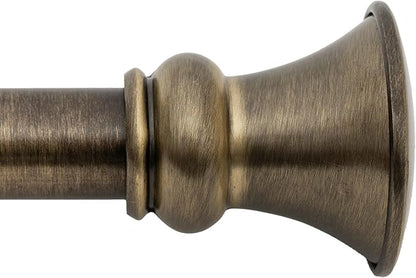 Deco Window Adjustable Curtain Rod for Windows 18 to 44 Inch (Pack of 1) Extendable Heavy Duty 1 Inch Iron Drapery Pole with Finials Wall Mounted French Door Curtain Rods (Brass)