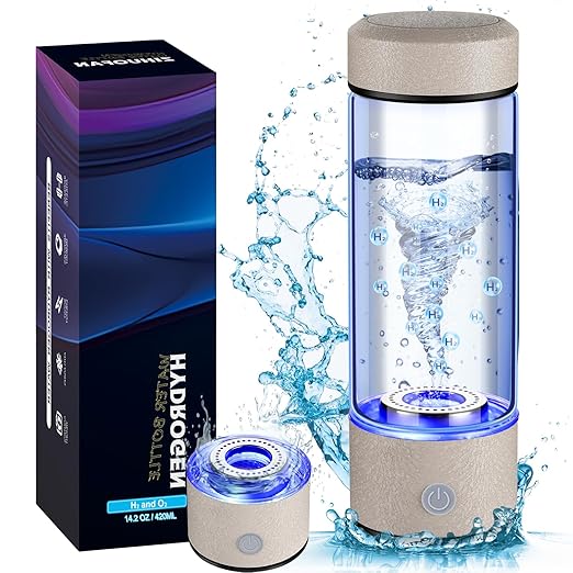 2025 New Hydrogen Water Generator Bottles, Portable Hydrogenated Water Bottle with SPE PEM Technology, 420ml Hydrogen Water Bottle Generator, Rechargeable Ionizer Machine for Home, Office, and Travel
