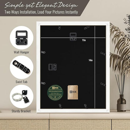 VCK 11x14 Picture Frames white Set of 6, Wide Border Wood Multi Certificate 11 x 14 Frame, Family Photos, Office Prints, Studio/Gallery Artwork, Woodgrain Series, Wall Hanging