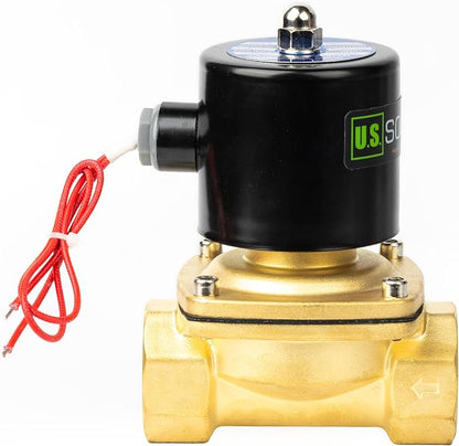 U.S. Solid 1-1/4" Solenoid Valve - 110V AC Brass Electric Solenoid Valve, Normally Closed, Viton Seal