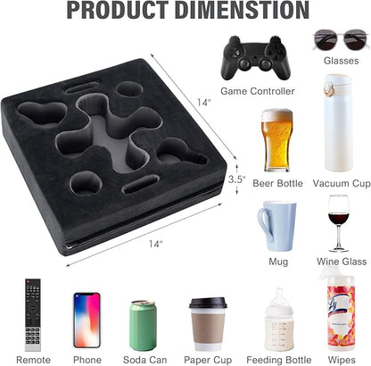 Couch Cup Holder-Sofa Cup Holder Pillow Tray Caddy Cupholder Hearted for Bed, Rv, Tv, Car, Man Cave, Backseat for Remote, Drinks, Snacks (DarkGrey)
