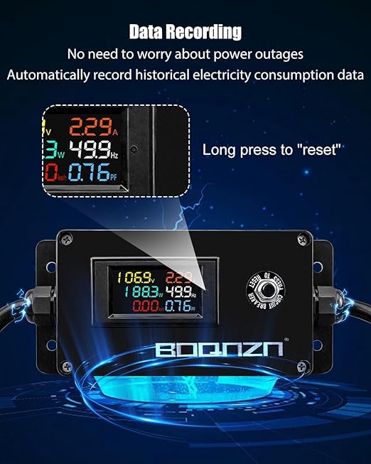 20A 125V AC Power Meter, NEMA 5-15P to NEMA 5-20R Outlet Monitor, Multifunction Energy Monitor Voltage Current Frequency Power Factor, LCD Display Digital Multimeter Tester