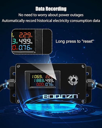 20A 125V AC Power Meter, NEMA 5-15P to NEMA 5-20R Outlet Monitor, Multifunction Energy Monitor Voltage Current Frequency Power Factor, LCD Display Digital Multimeter Tester