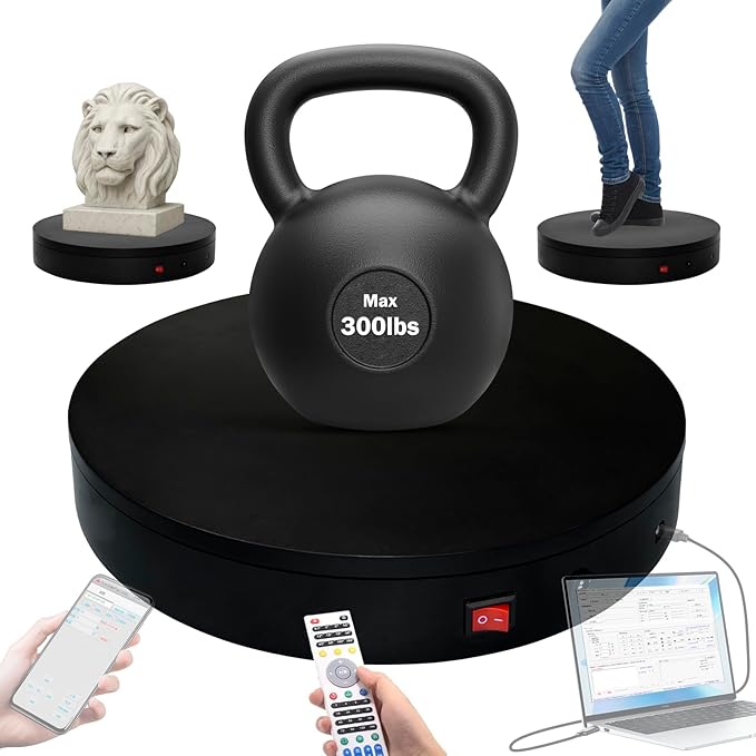 Programmable Motorized Electric Turntable Command-Controlled Rotating Platform Photography Turntable Secondary Development Motorized Electric Lazy Susan for 3D Scaner or Display with USB/Wi-Fi