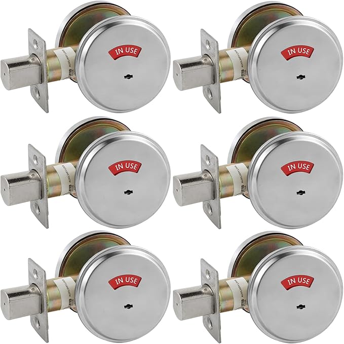 in-Use/Vacant Commercial Deadbolt, Heavy Duty Satin Chrome Grade 2 Privacy Indicator Deadbolt for Bathroom/Office, UL3 Hour Fire Rated, Left&Right Handed, 2 3/4" Backset, 6 Packs