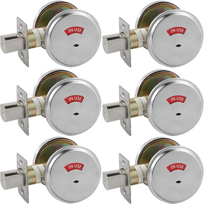in-Use/Vacant Commercial Deadbolt, Heavy Duty Satin Chrome Grade 2 Privacy Indicator Deadbolt for Bathroom/Office, UL3 Hour Fire Rated, Left&Right Handed, 2 3/4" Backset, 6 Packs