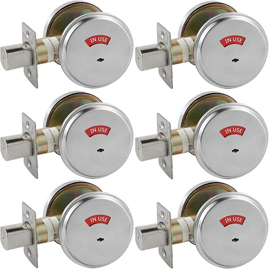 in-Use/Vacant Commercial Deadbolt, Heavy Duty Satin Chrome Grade 2 Privacy Indicator Deadbolt for Bathroom/Office, UL3 Hour Fire Rated, Left&Right Handed, 2 3/4" Backset, 6 Packs